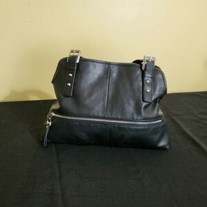 B. Makowsky Black Leather Shoulder Bag